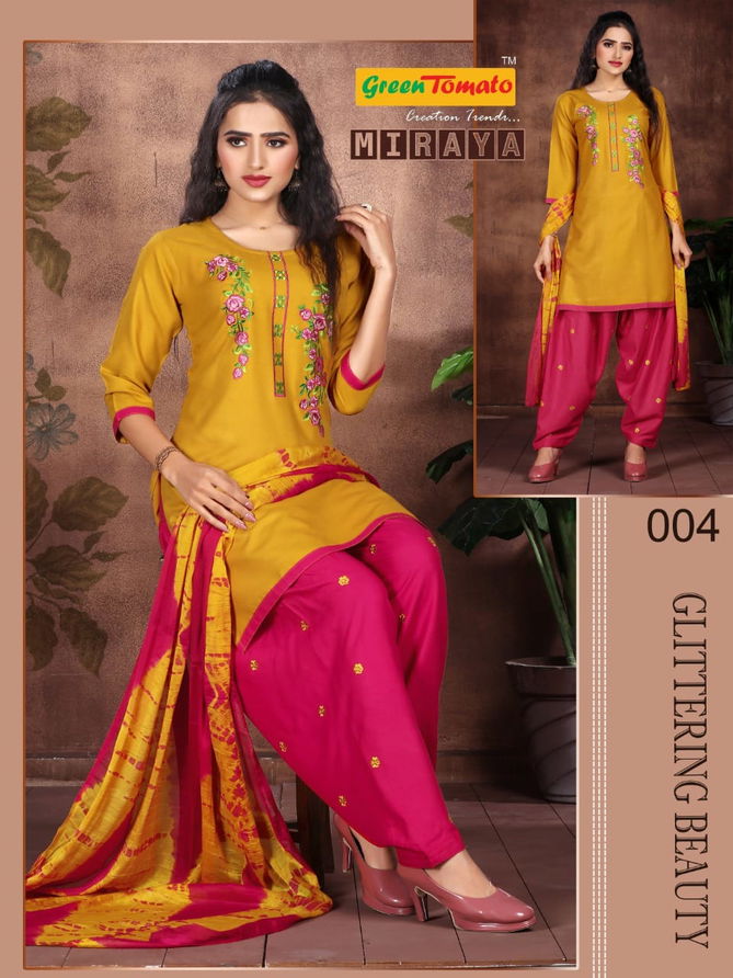 Green Tomato Miraya Patiyala Casual Daily Wear Rayon Ready Made Collection